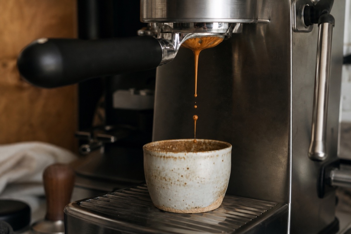 Espresso extracting through a bottomless portafilter